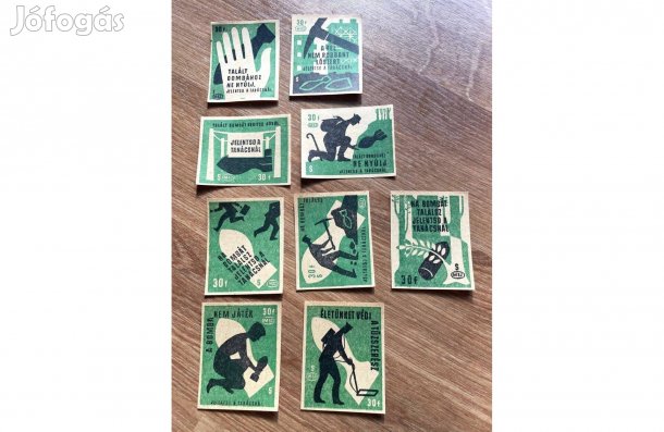 Régi gyufacímke retro gyufa cimke szocreál "tanító" felhívásokkal