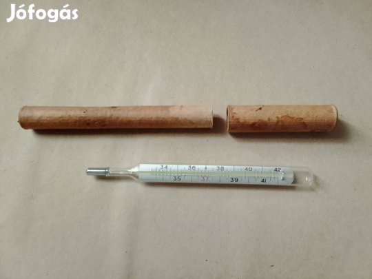 Régi hagyományos lázmérő-Hengeres papír tokkal