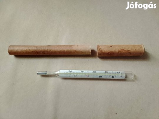 Régi hagyományos lázmérő-Hengeres papír tokkal