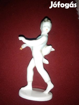 Régi hollóházi porcelán ludas matyi szép állapotú