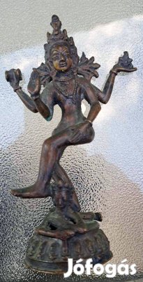 Régi indiai bronz többkarú istenség szobor Shiva