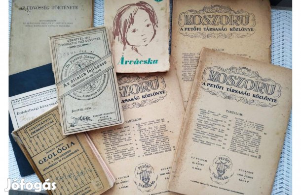 Régi iratok könyvek, közlöny, zsebkönyvtár egyben eladók!