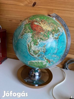 Régi íróasztal kristály üveg földgömb Jro München lámpa columbus 1960s
