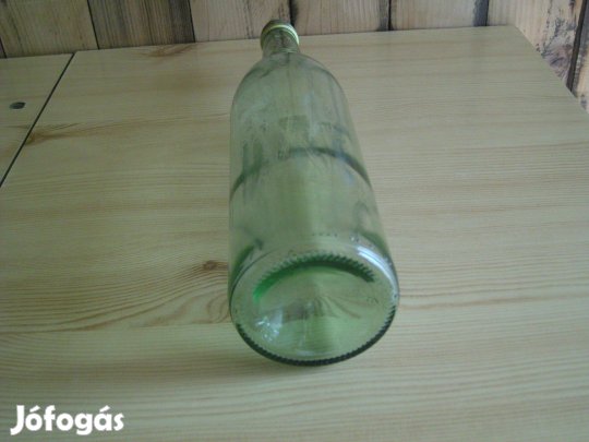 Régi italos, pálinkás 1 L-es zöld huta üveg