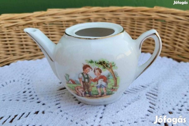 Régi játék mesemintás porcelán kis kanna