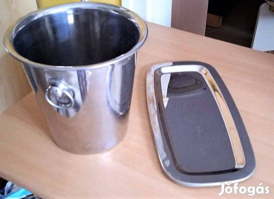 Régi jegesvödör és tálca, alpakka