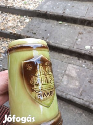 Régi jelzett kerámia korsó hibátlan különleges