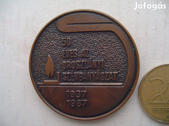 Régi jubileumi érem Oroszlányi Bányászat 1937-1987