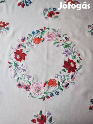 Régi kalocsai mintás hímzett nagy terítő (88x107) - kalocsai hímzés 