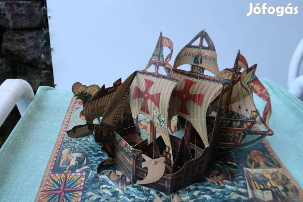 Régi kalóz gyerek társasjáték santa maria hajóval