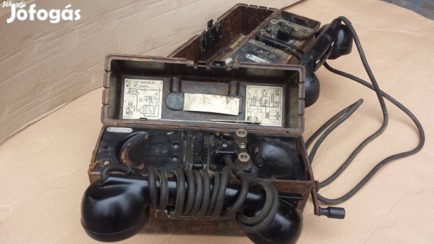 Régi katonai honvédségi tábori kézi generátor hordozható telefon loft