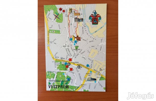 Régi képeslap, térképes Veszprém (1970)