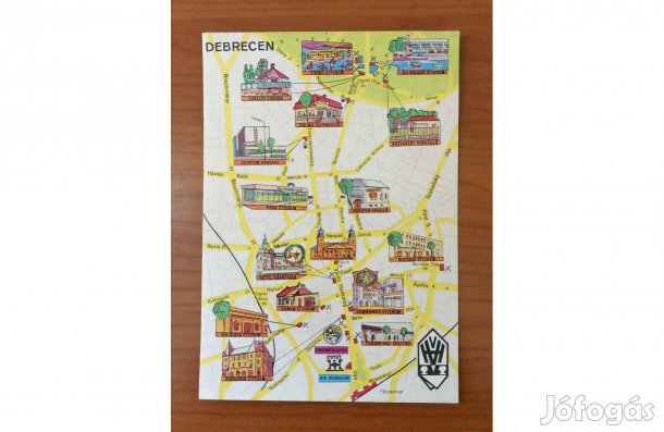 Régi képeslap, térképes - Debrecen