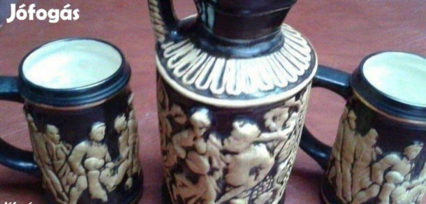 Régi kerámia boros kancsó korsó szép állapot