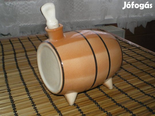 Régi kerámia hordó dugójával együtt szép állapot, jelzett