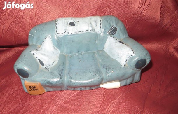 Régi kerámia kék miniatűr kanapé