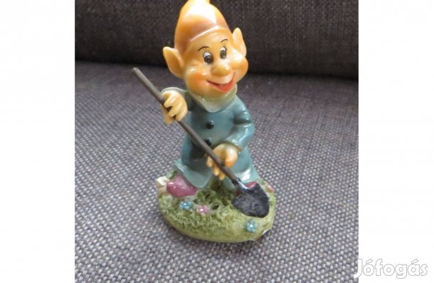 Régi kerámia kerti törpe figura 9 cm