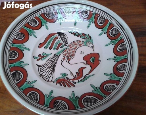 Régi kerámia tál tányér szignós gyönyörű nagy méret
