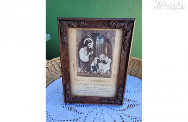 Régi keretezett elsőáldozási emlékkép 1958-ból
