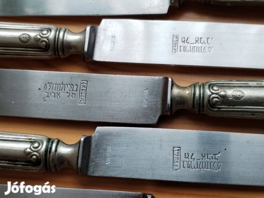 Régi kések Izraelnek gyártva Ezüstözött alpakka Régi 5 db