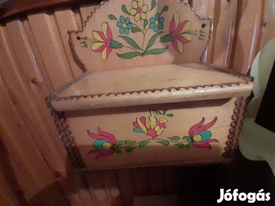 Régi kézzel festett fa sótartó hibátlan szép db
