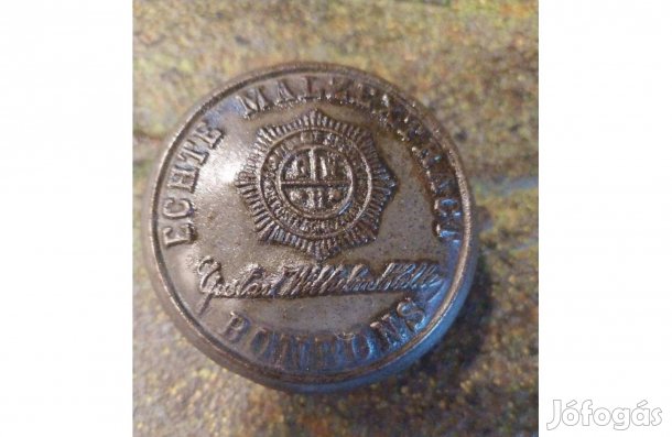 Régi kisméretű bonbonos fémdoboz, Német vagy Holland cukorkás