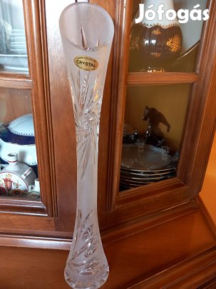 Régi kristály egy szálas üvegváza 40cm