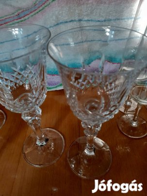 Régi kristály üvegpohár készlet 4db kettőn apró hiba