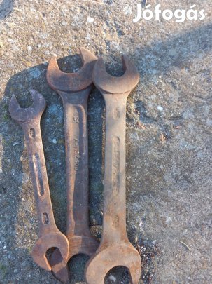 Régi króm-vandánium nagyobb villáskulcs 3 db egybe