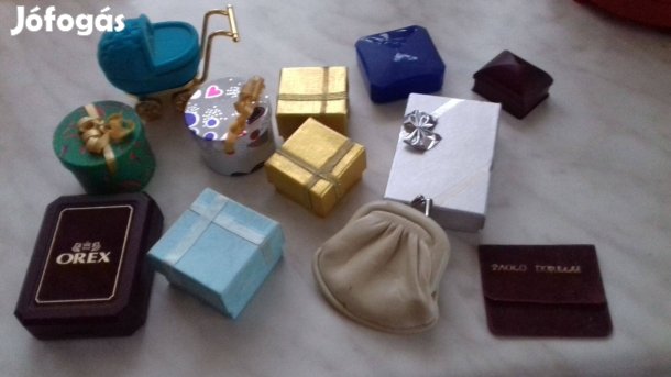 Régi különböző ékszertartó kis dobozok 12db egybe de lehet külön is
