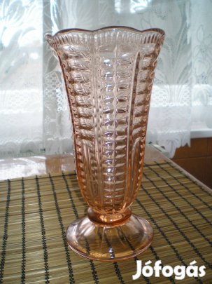 Régi lazac színű üvegváza 24 cm magas szép állapotban