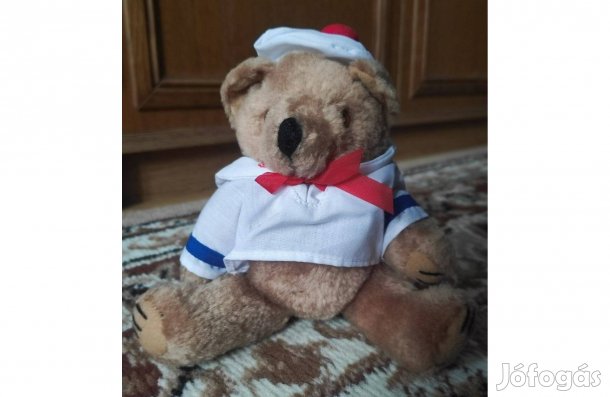 Régi maci plüss mozgatható lábakkal, tiszta