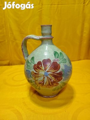 Régi mázas cserép korsó, vizes korsó