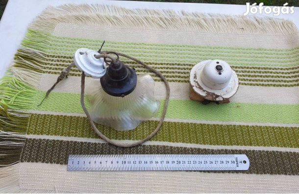 Régi mennyezeti lámpa és kapcsoló eladó, 50-es évek