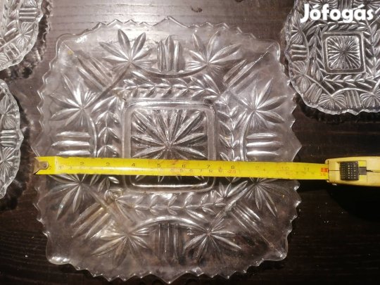 Régi mintás üveg tál szett (1 nagy, 6 kicsi)