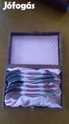 Régi mokkás kanál készlet díszdobozba +egy kanál grátiszba