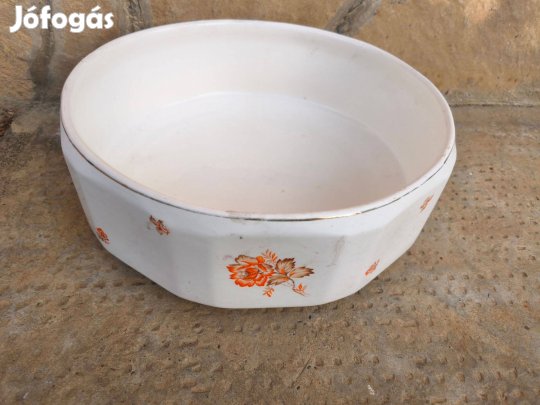Régi nagyméretü porcelán rózsás gránit tál , 35 cm