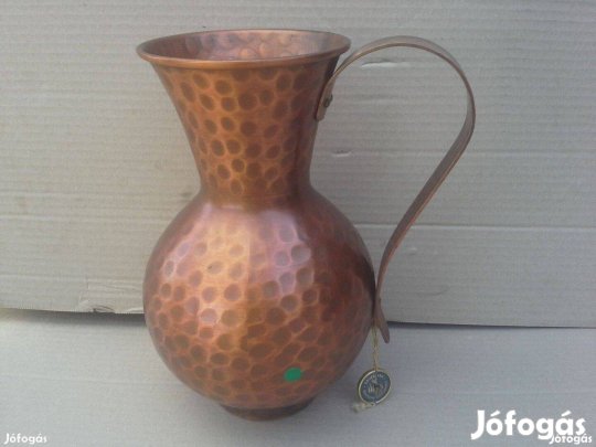 Régi német jelzett Gekra kézzel készített bronz váza kiöntő kanna loft