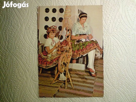Régi népviseletes képeslap - Decs