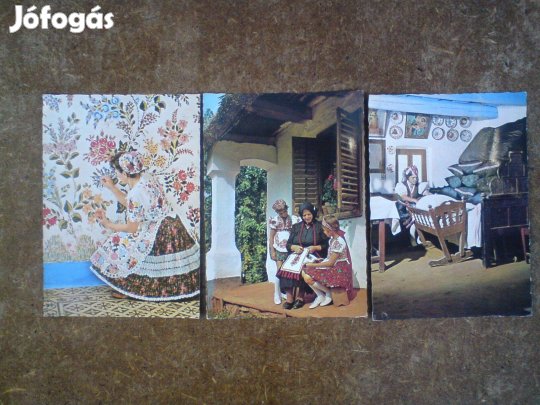 Régi népviseletes képeslapok - 3 db
