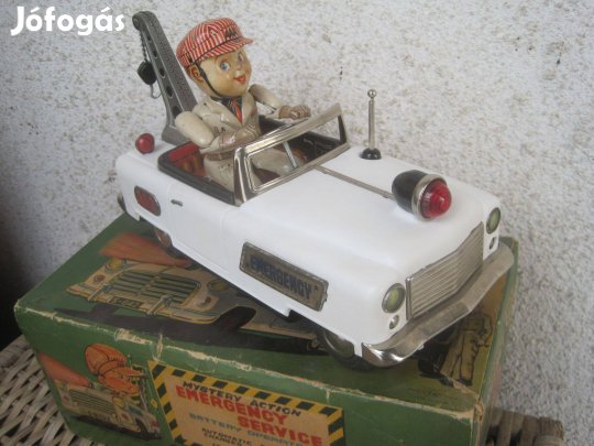 Régi nomura japán elemes lemezautó szerviz autó dobozával