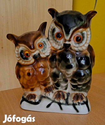 Régi porcelán bagoly pár asztalilámpa, parfüm lámpa, Grafenthal
