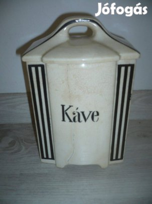 Régi porcelán fajansz kávé tároló fűszertartó 20cm