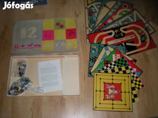 Régi retró 12 játék társas játék társasjáték hiánytalan Triál 2