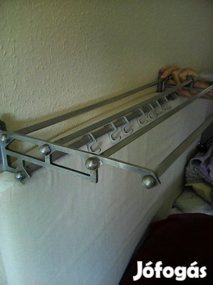 Régi retró aluminium fogas kabátakasztó kalaptartó 72 cm