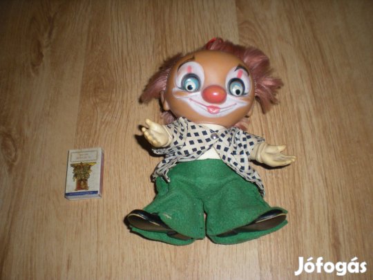 Régi retró antik Unica Belgium bohóc baba bábú
