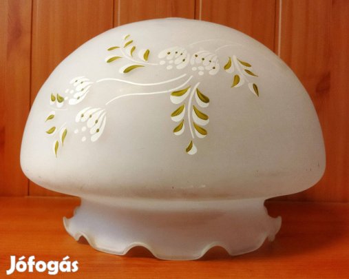 Régi retró fodros szélű üveg lámpabúra 35 cm átm