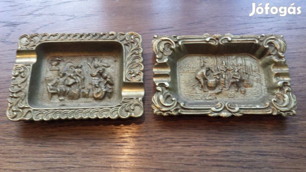 Régi retro patinás tömör réz hamutál hamutartó gyönyörű 9x13 cm eladó