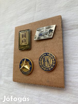 Régi retró trafikáru autós kitűző Fiat Oldsmobile Mercedes jelvény új
