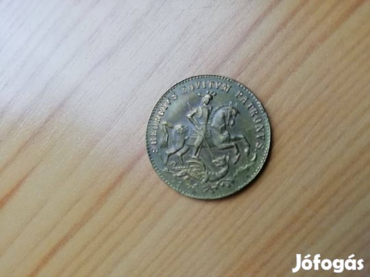 Régi réz Szent György érem szép db